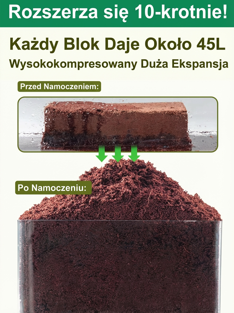 🌱Skompresowane Podłoże Kokosowe Premium | 10x Pęcznienie w 3 Sekundy | Odsalane Bez Szkodników | Koniec z Dźwiganiem Ziemi 🪴