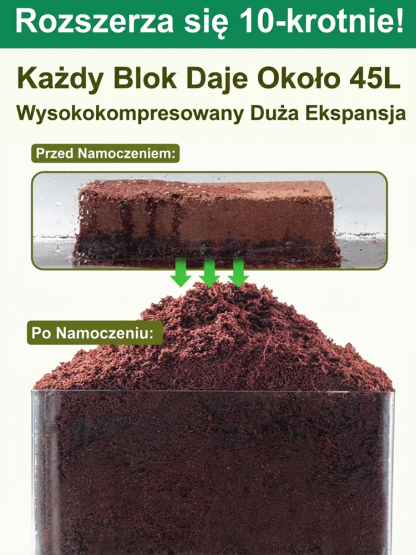🌱Skompresowane Podłoże Kokosowe Premium | 10x Pęcznienie w 3 Sekundy | Odsalane Bez Szkodników | Koniec z Dźwiganiem Ziemi 🪴