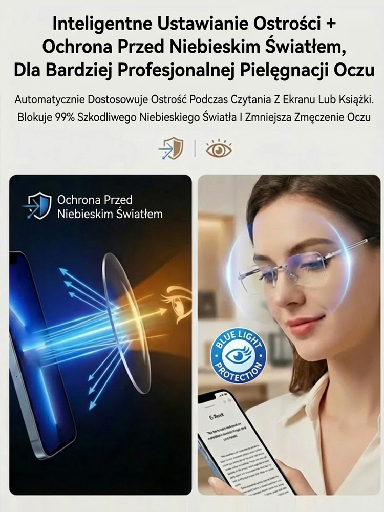 Niemieckie Okulary Samoregulujące z Płynnym Autofokusem👓Szwajcarski TR90 i Powłoka Anty-Para✨Ochrona Niebieskiego Światła🇩🇪 Likwidacja Magazynu Granicznego