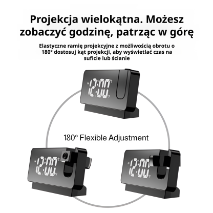 Prosty zegar biurkowy z funkcją drzemki, kolorowy ekran, czerwone cyfry LED