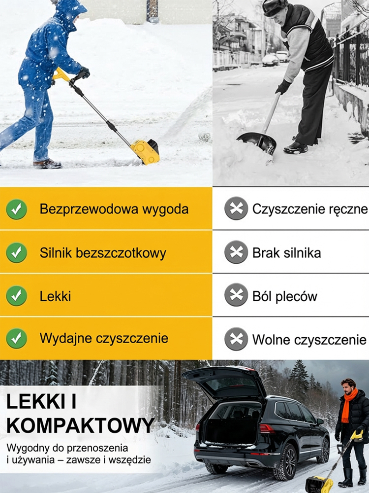 21V składana, przenośna odśnieżarka z akumulatorem litowym, trzyczęściowa, rozkładana