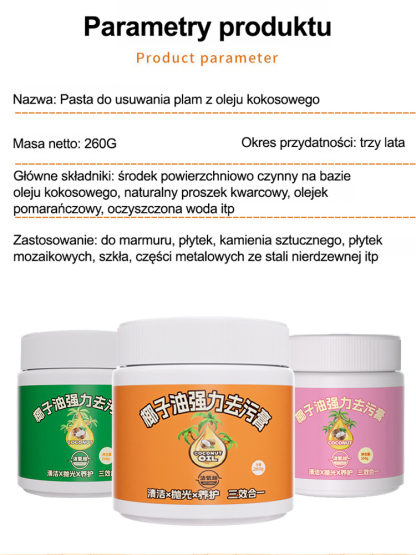 Wielofunkcyjna Pasta Czyszcząca na Bazie Oleju Kokosowego🥥 - Usuwa Uporczywy Brud - 100% Naturalna ✨