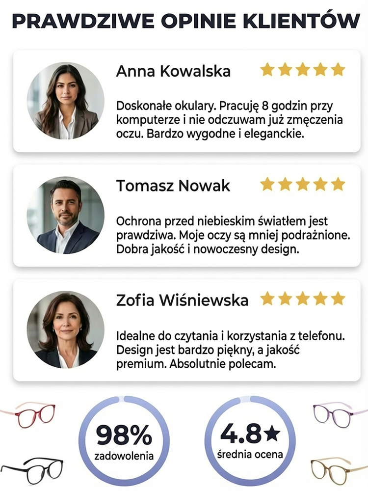 👓Niemieckie Inteligentne Okulary Progresywne | Technologia Bioniczna Auto-Focus | Tytan Lotniczy 6g | Ochrona Blue Light ✨