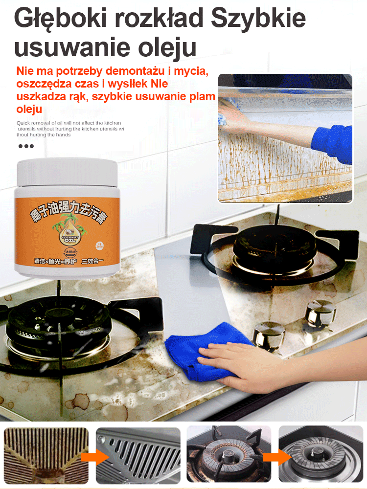 Wielofunkcyjna Pasta Czyszcząca na Bazie Oleju Kokosowego🥥 - Usuwa Uporczywy Brud - 100% Naturalna ✨