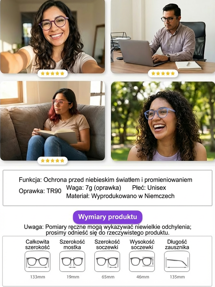 👓Niemieckie Inteligentne Okulary Progresywne | Technologia Bioniczna Auto-Focus | Tytan Lotniczy 6g | Ochrona Blue Light ✨