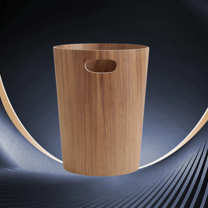 Kosz na śmieci z drewna w stylu nordyckim, z pokrywą, do domu, biura i kuchni