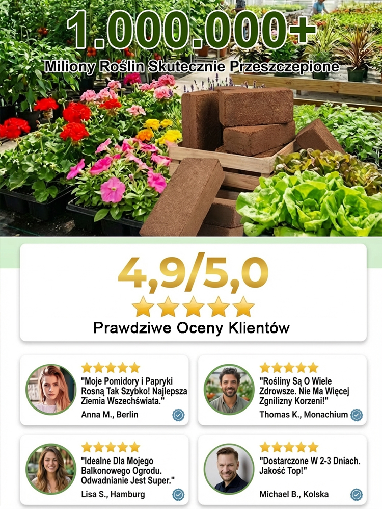 🌱Skompresowane Podłoże Kokosowe Premium | 10x Pęcznienie w 3 Sekundy | Odsalane Bez Szkodników | Koniec z Dźwiganiem Ziemi 🪴