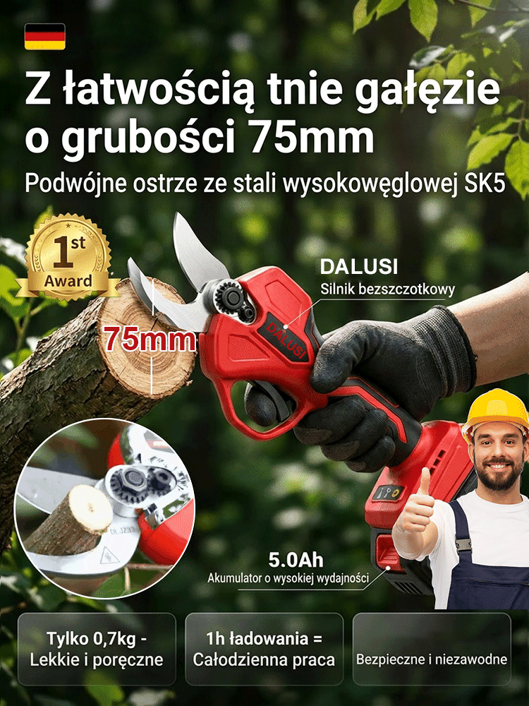 【Ostre i trwałe】Szybkie elektryczne nożyce do grubych gałęzi JL z akumulatorem litowym
