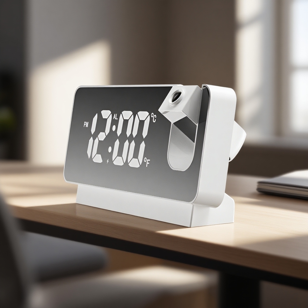 Prosty zegar biurkowy z funkcją drzemki, kolorowy ekran, czerwone cyfry LED