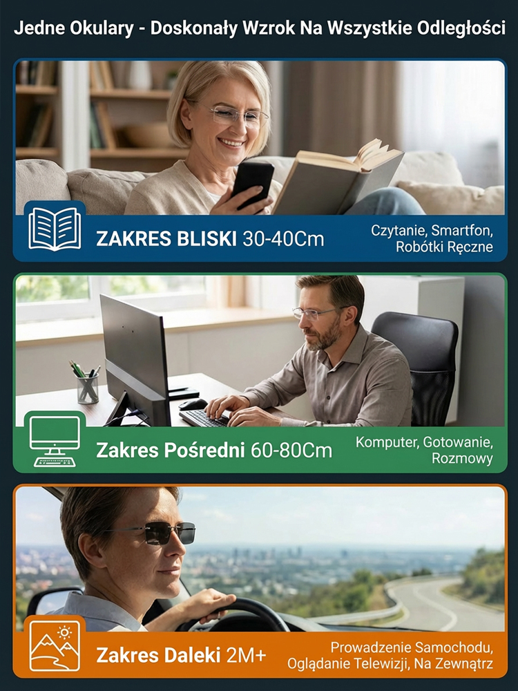 Niemieckie Okulary Samoregulujące z Płynnym Autofokusem👓Szwajcarski TR90 i Powłoka Anty-Para✨Ochrona Niebieskiego Światła🇩🇪 Likwidacja Magazynu Granicznego