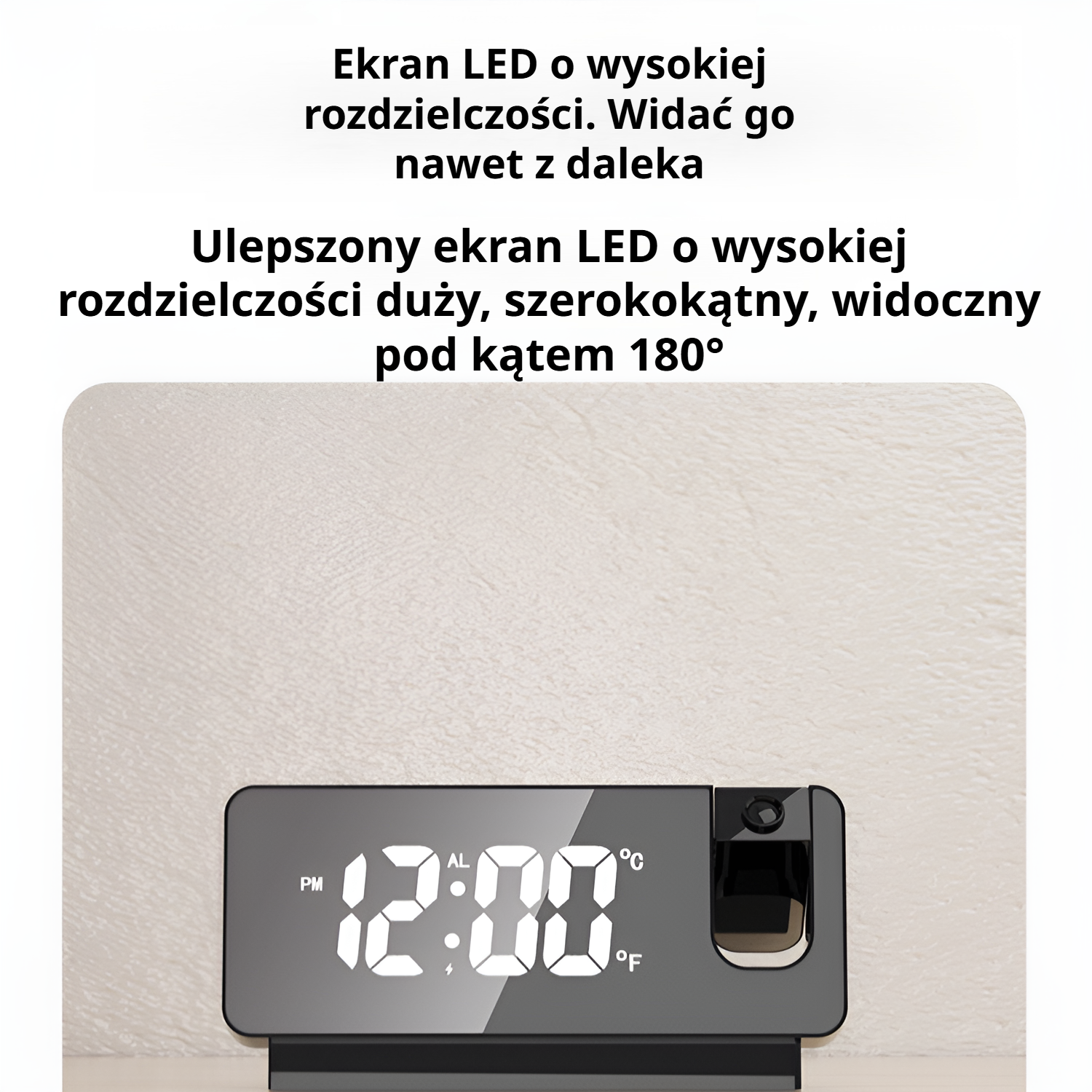 Prosty zegar biurkowy z funkcją drzemki, kolorowy ekran, czerwone cyfry LED