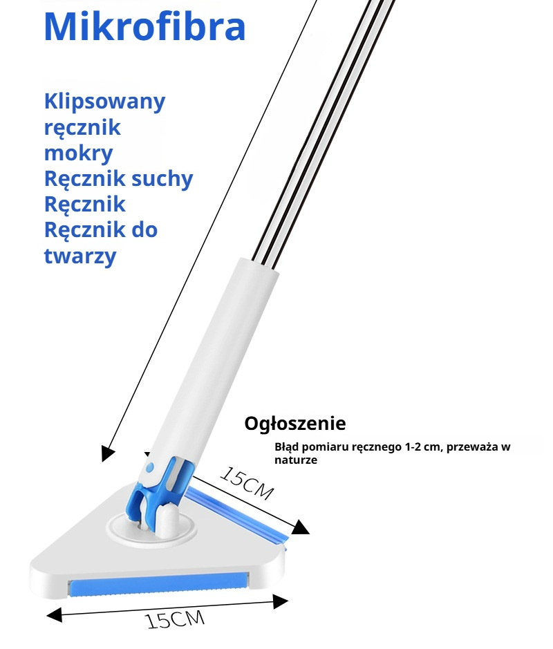  Mop trójkątny z klipsem, ręcznik do twarzy do czyszczenia toalety i ścian