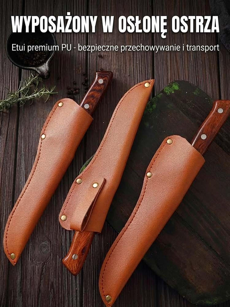 Profesjonalny Niemiecki Nóż do Trybowania 32cm🔪 | Ręcznie Kuty i Niezwykle Ostry | Idealny do Mięsa 