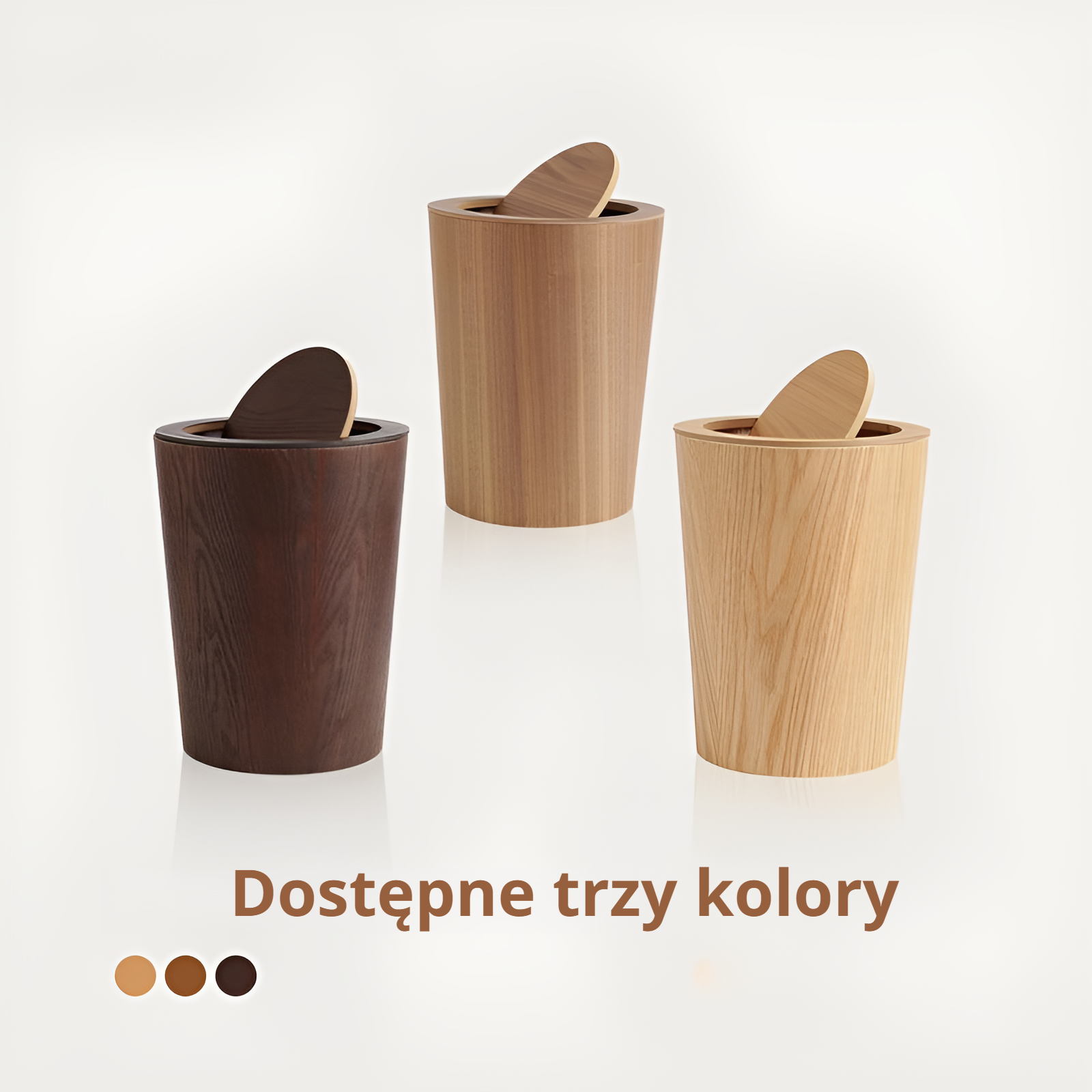 Kosz na śmieci z drewna w stylu nordyckim, z pokrywą, do domu, biura i kuchni