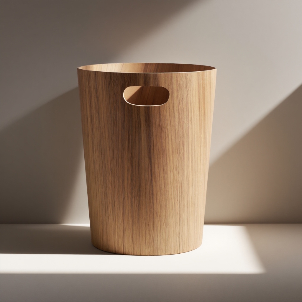 Kosz na śmieci z drewna w stylu nordyckim, z pokrywą, do domu, biura i kuchni