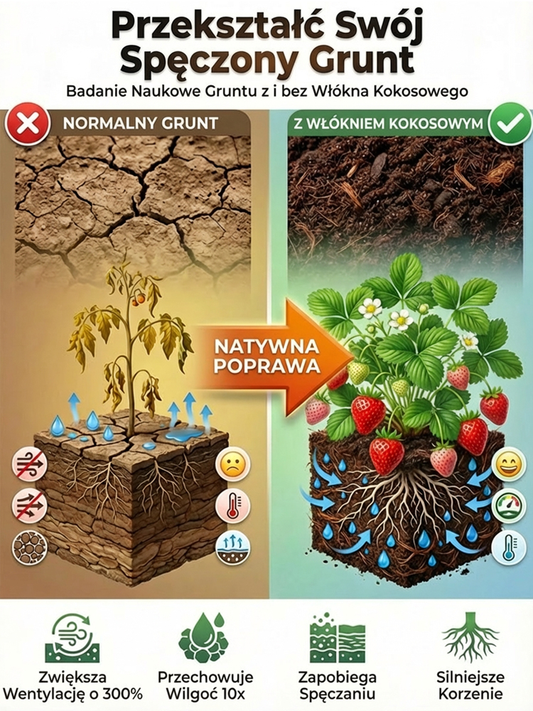 🌱Skompresowane Podłoże Kokosowe Premium | 10x Pęcznienie w 3 Sekundy | Odsalane Bez Szkodników | Koniec z Dźwiganiem Ziemi 🪴