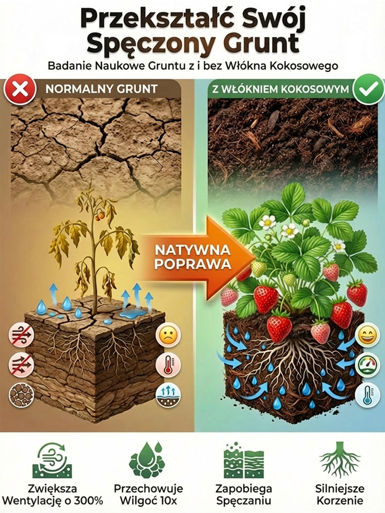 🌱Skompresowane Podłoże Kokosowe Premium | 10x Pęcznienie w 3 Sekundy | Odsalane Bez Szkodników | Koniec z Dźwiganiem Ziemi 🪴