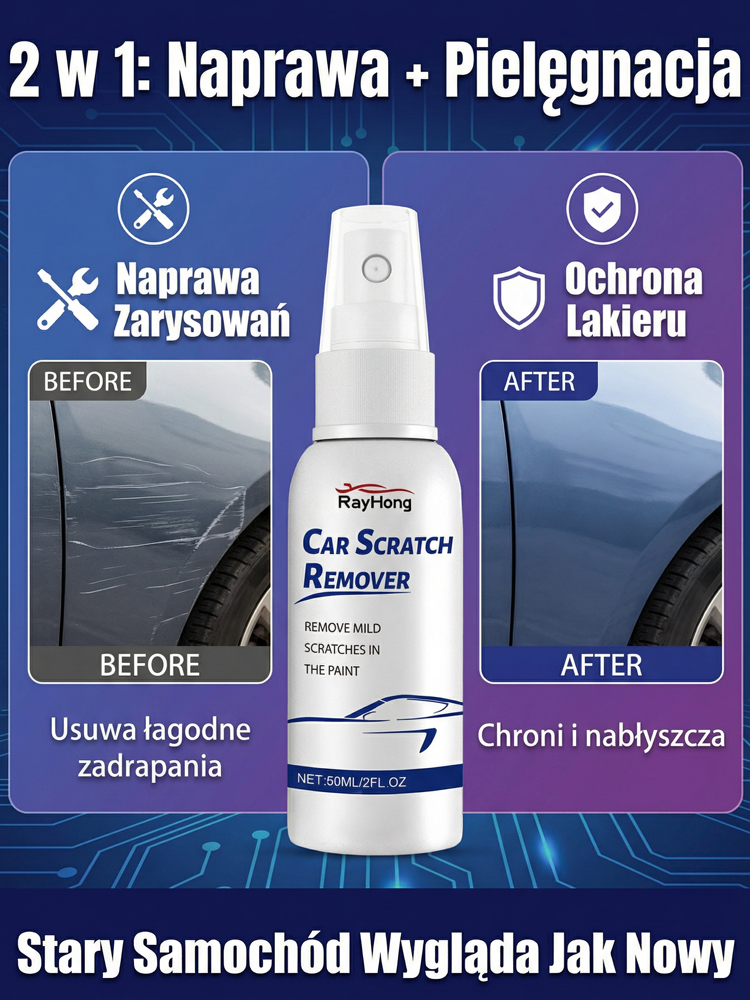 Niemiecki Nano-Spray Regenerujący Lakier do Samochodu 🚗 | Usuwa Rysy w 3 Sekundy | Diamentowa Ochrona i Certyfikat TUV ✨ | Do Każdego Koloru