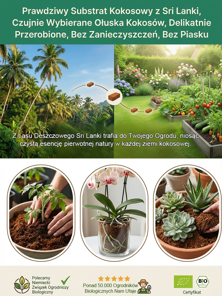 🌱Skompresowane Podłoże Kokosowe Premium | 10x Pęcznienie w 3 Sekundy | Odsalane Bez Szkodników | Koniec z Dźwiganiem Ziemi 🪴