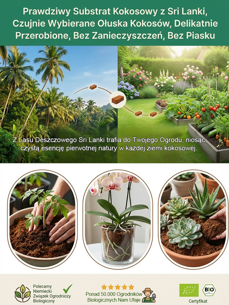 🌱Skompresowane Podłoże Kokosowe Premium | 10x Pęcznienie w 3 Sekundy | Odsalane Bez Szkodników | Koniec z Dźwiganiem Ziemi 🪴