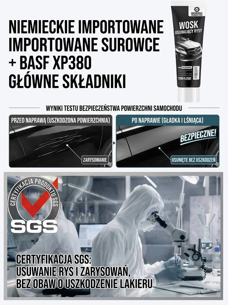 [Technologia Nano-Fusion] ✨ Zestaw do naprawy rys na samochodzie — Całkowicie usuń rysy! Bezpieczny, nietoksyczny i bezzapachowy środek naprawczy!