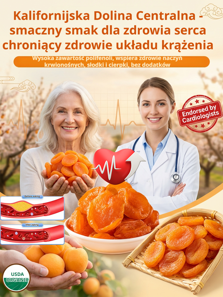 🌞Autentyczne Morele Suszone z Kalifornii | USDA Organic i Bez Cukru | Naturalne Wsparcie Trawienia i Serca | Edycja Limitowana