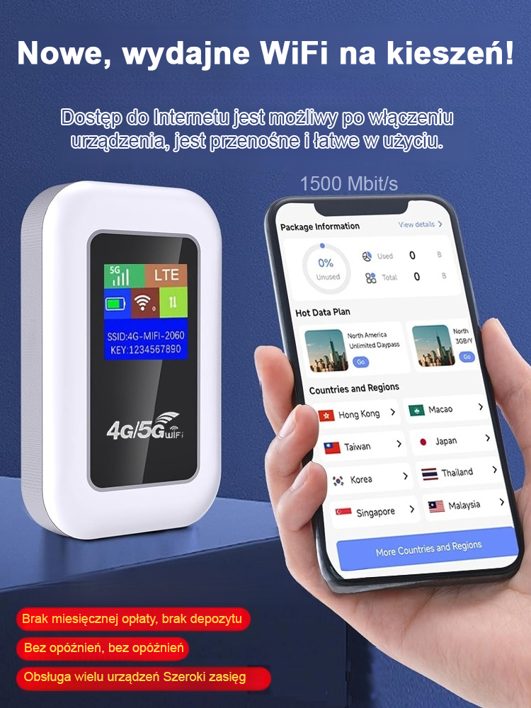 【Dożywotnie aktualizacje wliczone w cenę 】Przenośne Wi-Fi-Ciesz się zawsze i wszędzie-Dostępna w całej