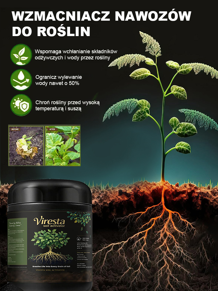 Viresta AktywatorGleby 🌱 Wzmacniacz Nawozów - Szybszy Wzrost - OchronaPrzed Suszą - 100% Naturalny