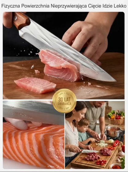 Profesjonalny Niemiecki Nóż do Trybowania 32cm🔪 | Ręcznie Kuty i Niezwykle Ostry | Idealny do Mięsa 