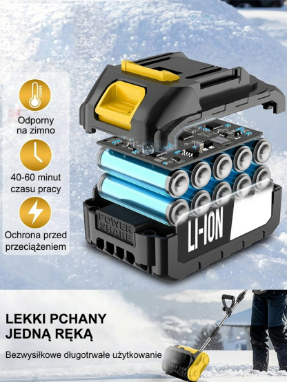 21V składana, przenośna odśnieżarka z akumulatorem litowym, trzyczęściowa, rozkładana