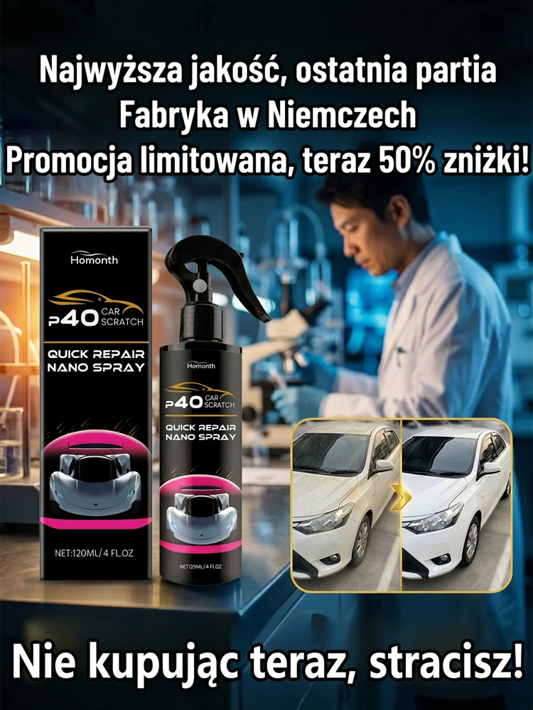 🚗Niemiecki Nano Spray Ceramiczny 3w1 | Maskuje Rysy | Lustrzany Blask ✨