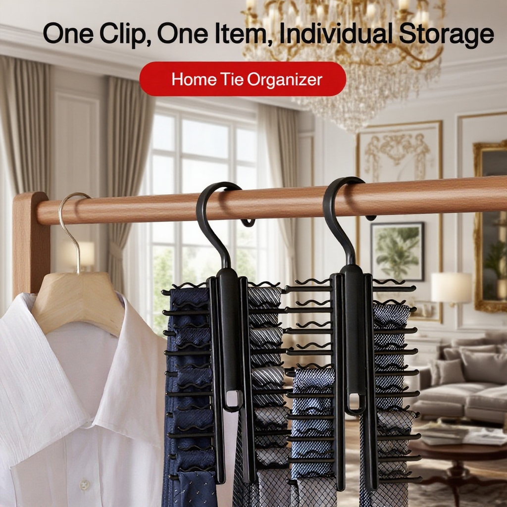  Large Capacity Tie and Belt Storage Rack with 20 Buckles, Scarf and Belt Hanger
