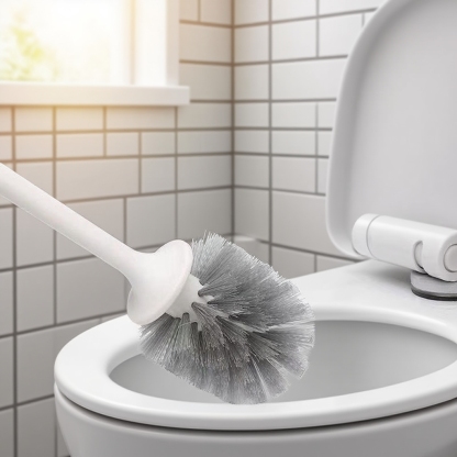 Household Toilet Brush Set for Bathroom, 360° Clean with Holder