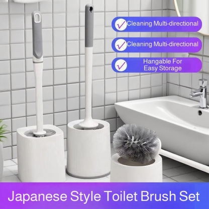 Household Toilet Brush Set for Bathroom, 360° Clean with Holder