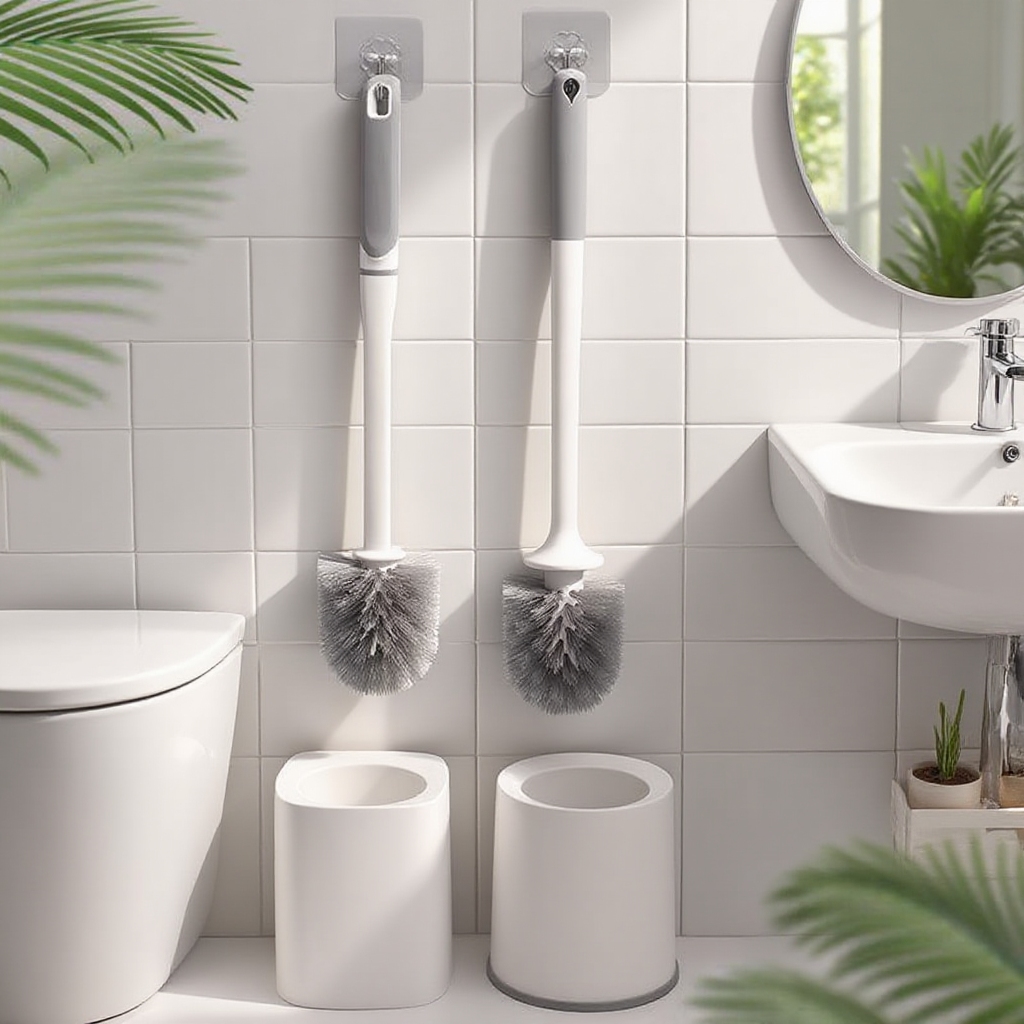 Household Toilet Brush Set for Bathroom, 360° Clean with Holder