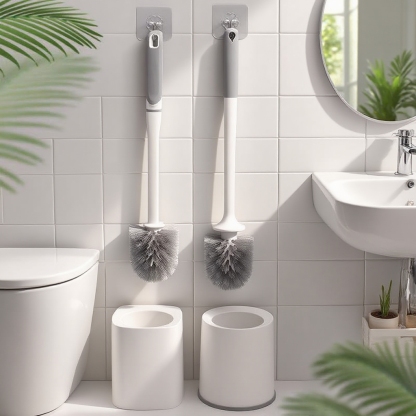 Household Toilet Brush Set for Bathroom, 360° Clean with Holder
