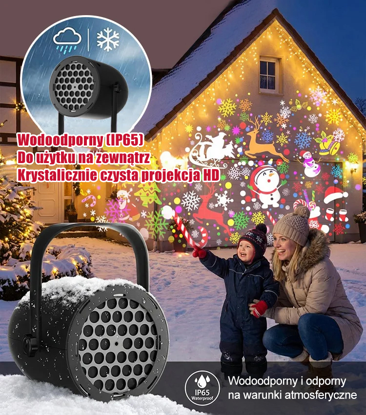🌟🎅【10 dostępnych wzorów】Projektor świąteczny LED USB, 🌟projektuje bajkowe wzory 🎄❄️ Zero okablowania.