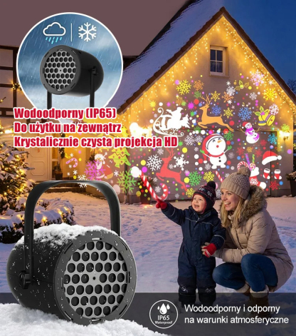 🌟🎅【10 dostępnych wzorów】Projektor świąteczny LED USB, 🌟projektuje bajkowe wzory 🎄❄️ Zero okablowania.
