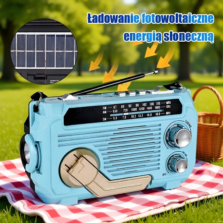 Ręczne radio z funkcją ładowania awaryjnego📻💪 Nigdy więcej braku prądu! Odbieraj alerty awaryjne i bądź zawsze bezpieczny! ☀️