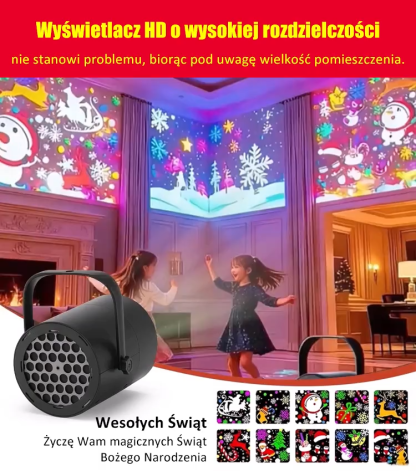 🌟🎅【10 dostępnych wzorów】Projektor świąteczny LED USB, 🌟projektuje bajkowe wzory 🎄❄️ Zero okablowania.