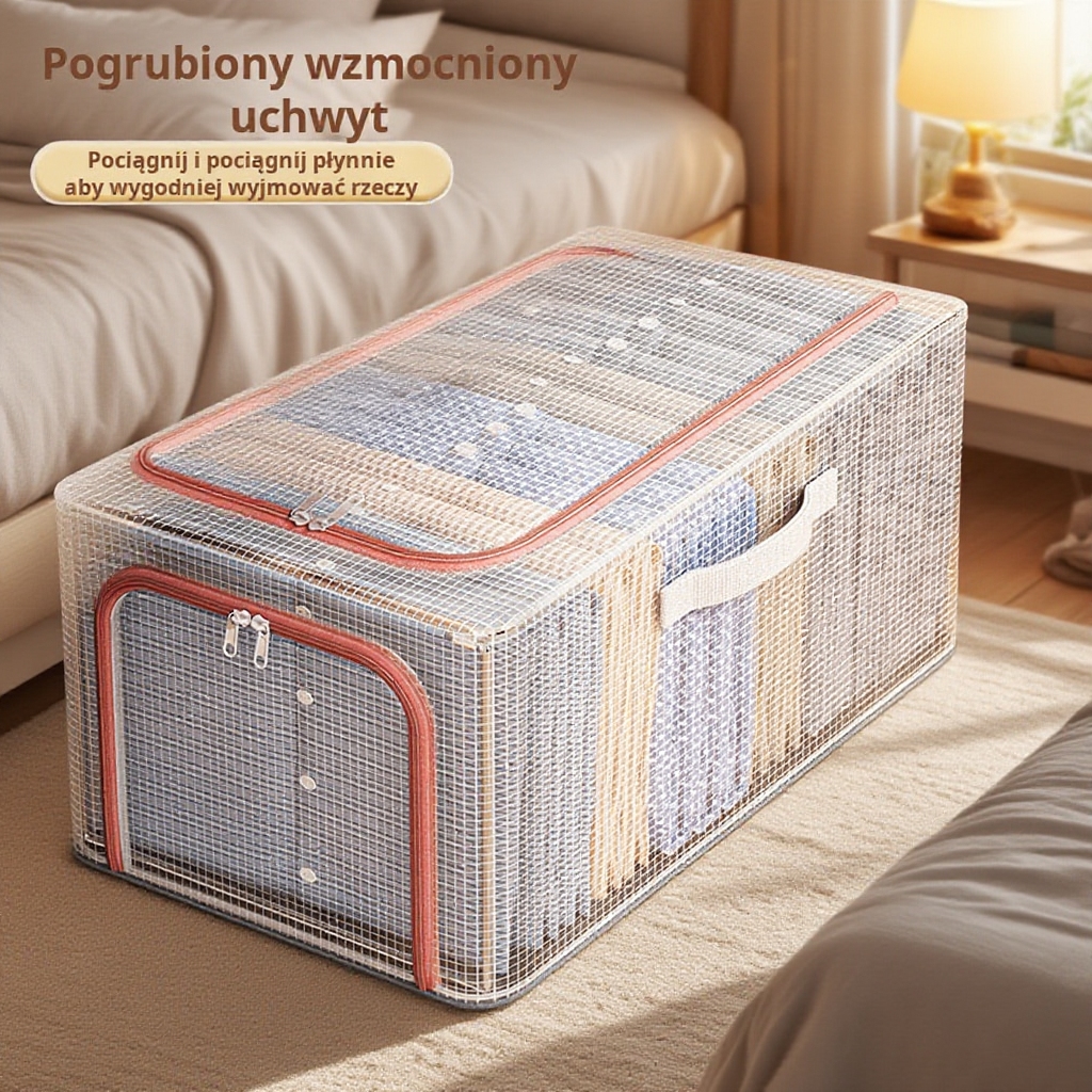 Przezroczysty pojemnik na ubrania z siatki PVC