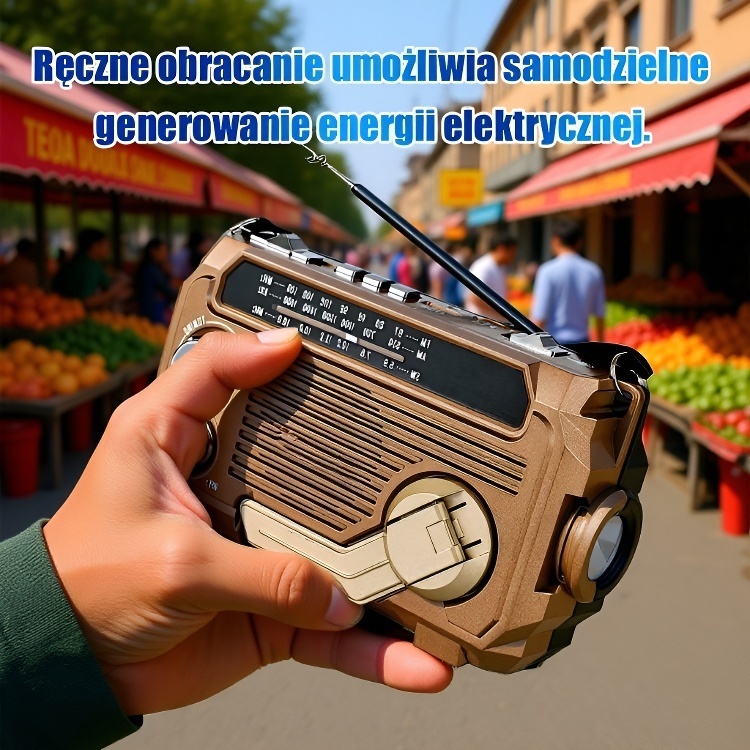 📻☀️ Zawsze miej łączność! Radio na korbkę z latarką i powerbankiem 🔋 Niezależne od prądu, gotowe na wszystko!