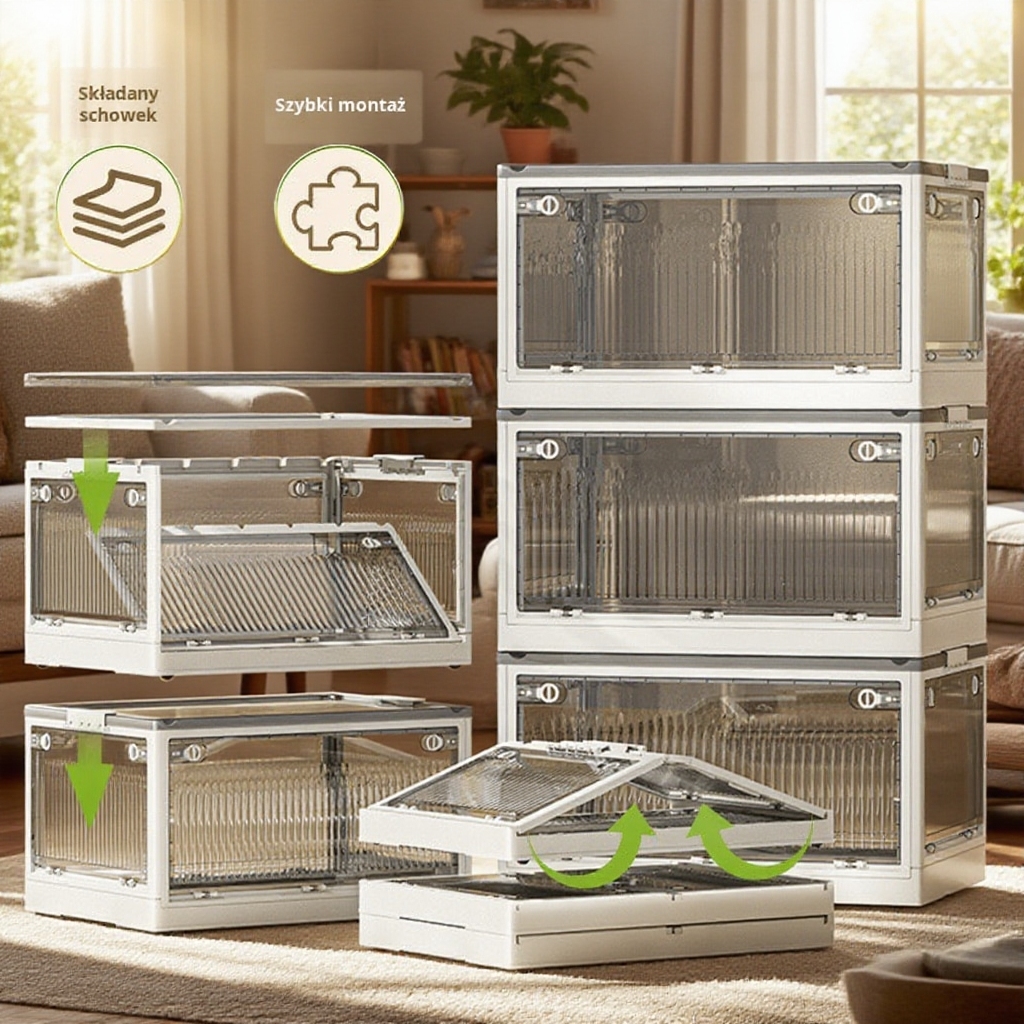 Składany plastikowy schowek na garderobę i kołdrę