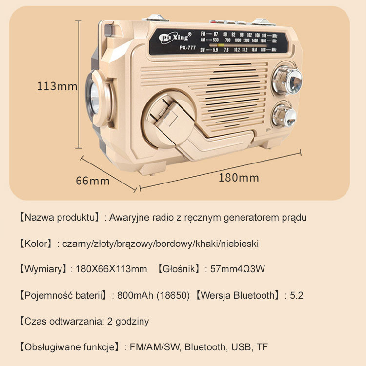 📻☀️ Zawsze miej łączność! Radio na korbkę z latarką i powerbankiem 🔋 Niezależne od prądu, gotowe na wszystko!