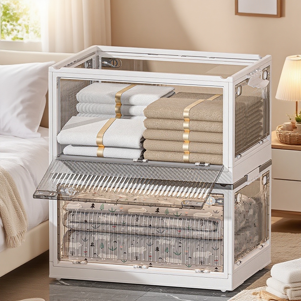 Składany plastikowy schowek na garderobę i kołdrę