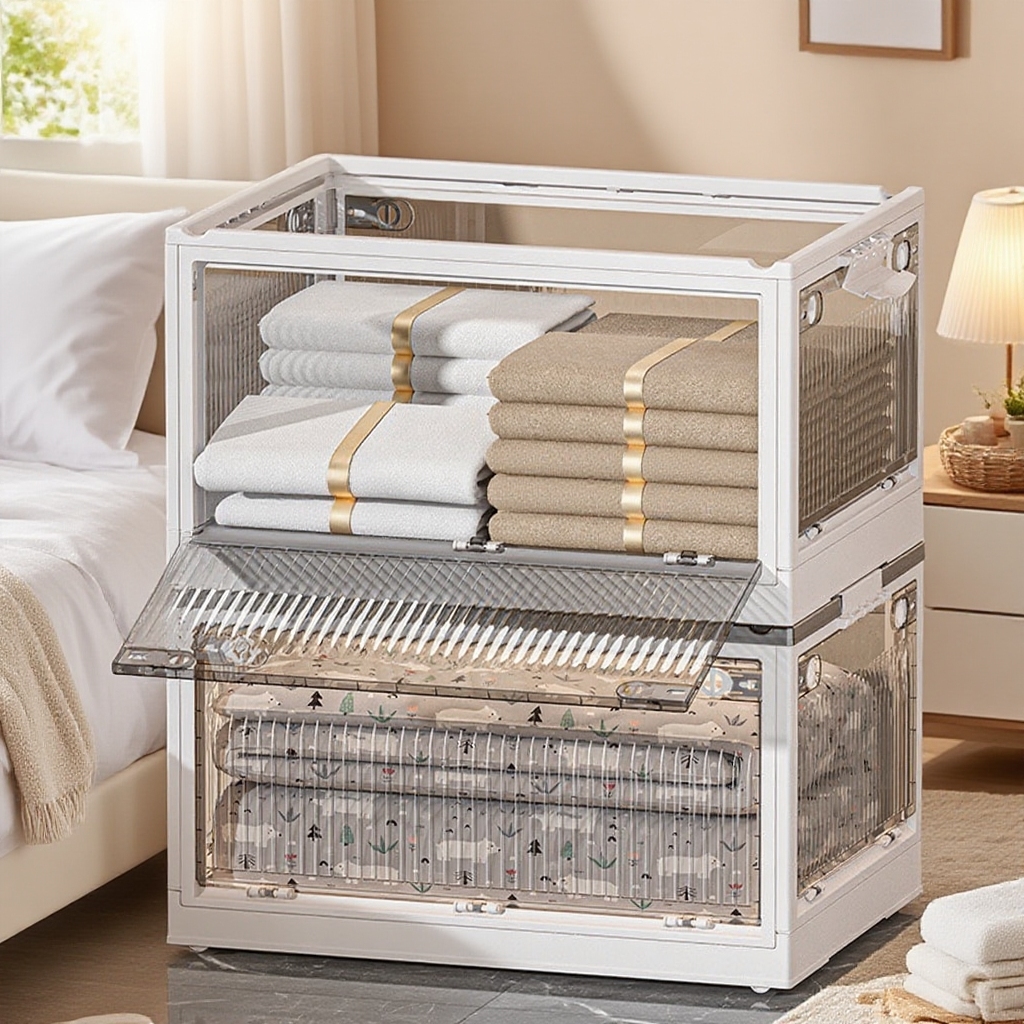 Składany plastikowy schowek na garderobę i kołdrę