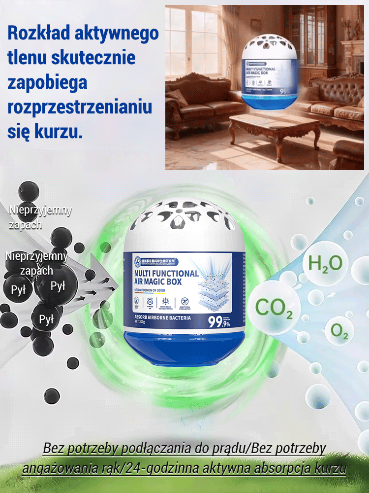 【Pogromca Kurzu】Uniwersalne Magiczne Pudełko Odkurzające🌿✨ STOPSMOGOWI I NIKOTYNIE!  🛡️ Usuwa 99% Bakterii i Przykrych Zapachów! 🦠 Bezpieczny dla Dziecii Zwierząt 👶🐶