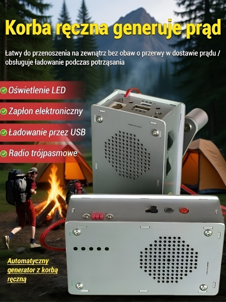 🔥【Oficjalny oryginalny produkt】Radio awaryjne z korbką do rozruchu, zapłonem i funkcjami oświetlenia 🔋Niezależne źródło zasilania ☀️Nigdy się nie wyczerpie 💧Wojskowe radio wodoodporne IPX8