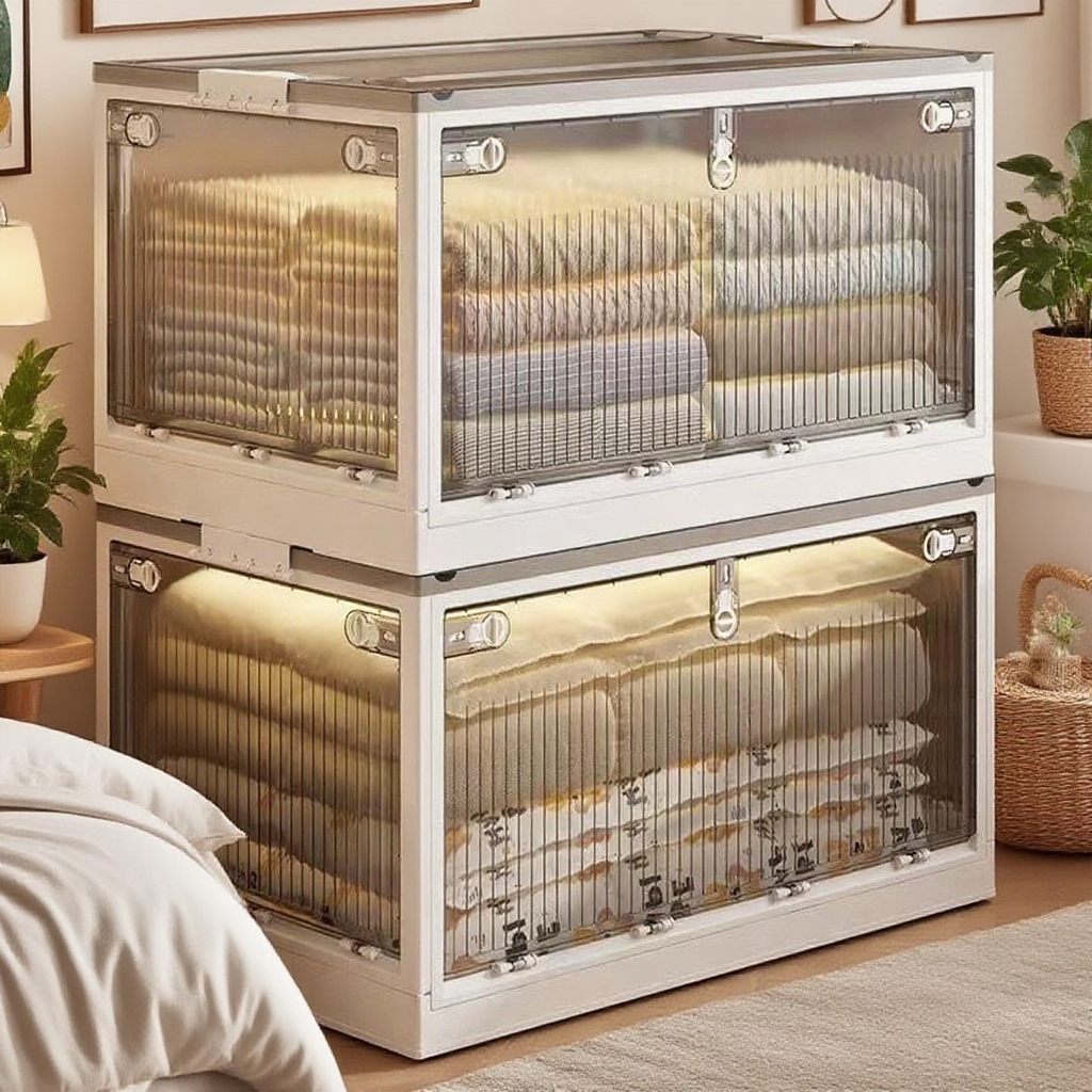 Składany plastikowy schowek na garderobę i kołdrę