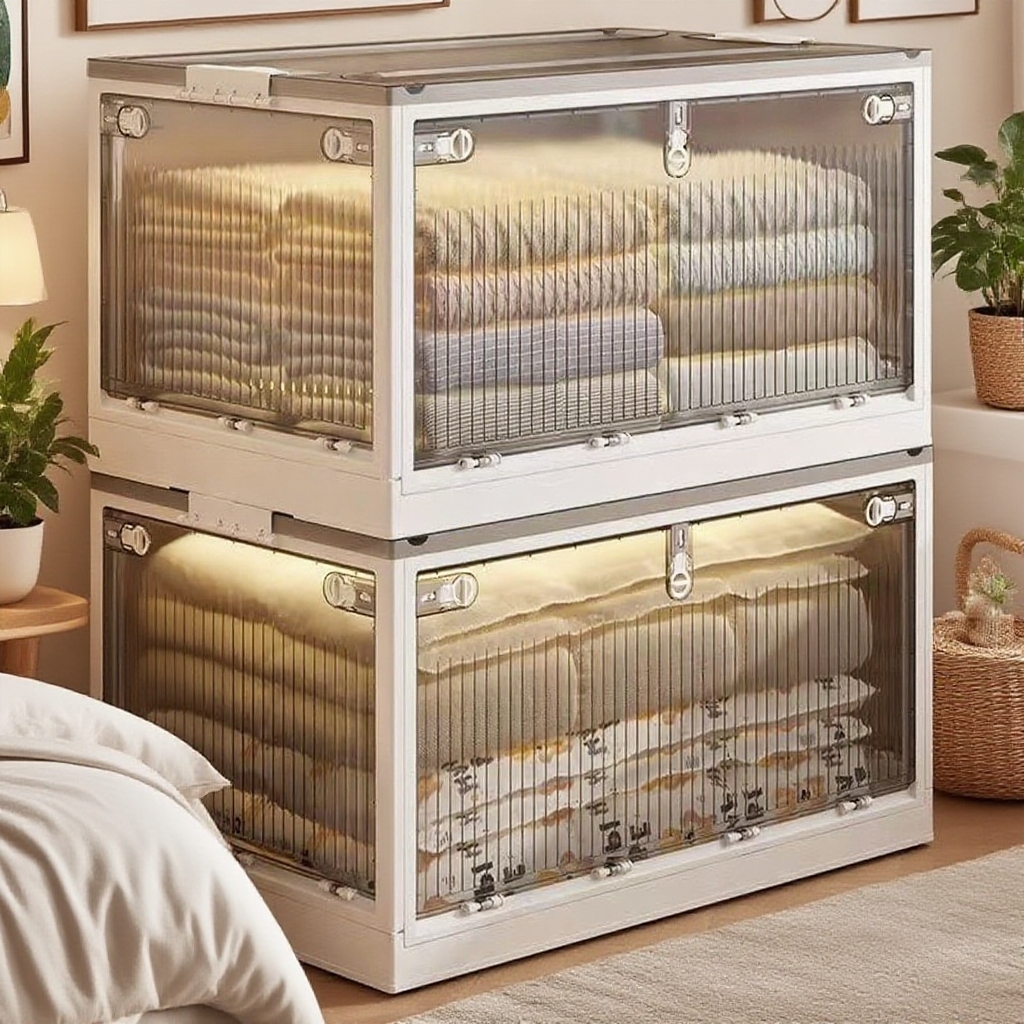 Składany plastikowy schowek na garderobę i kołdrę